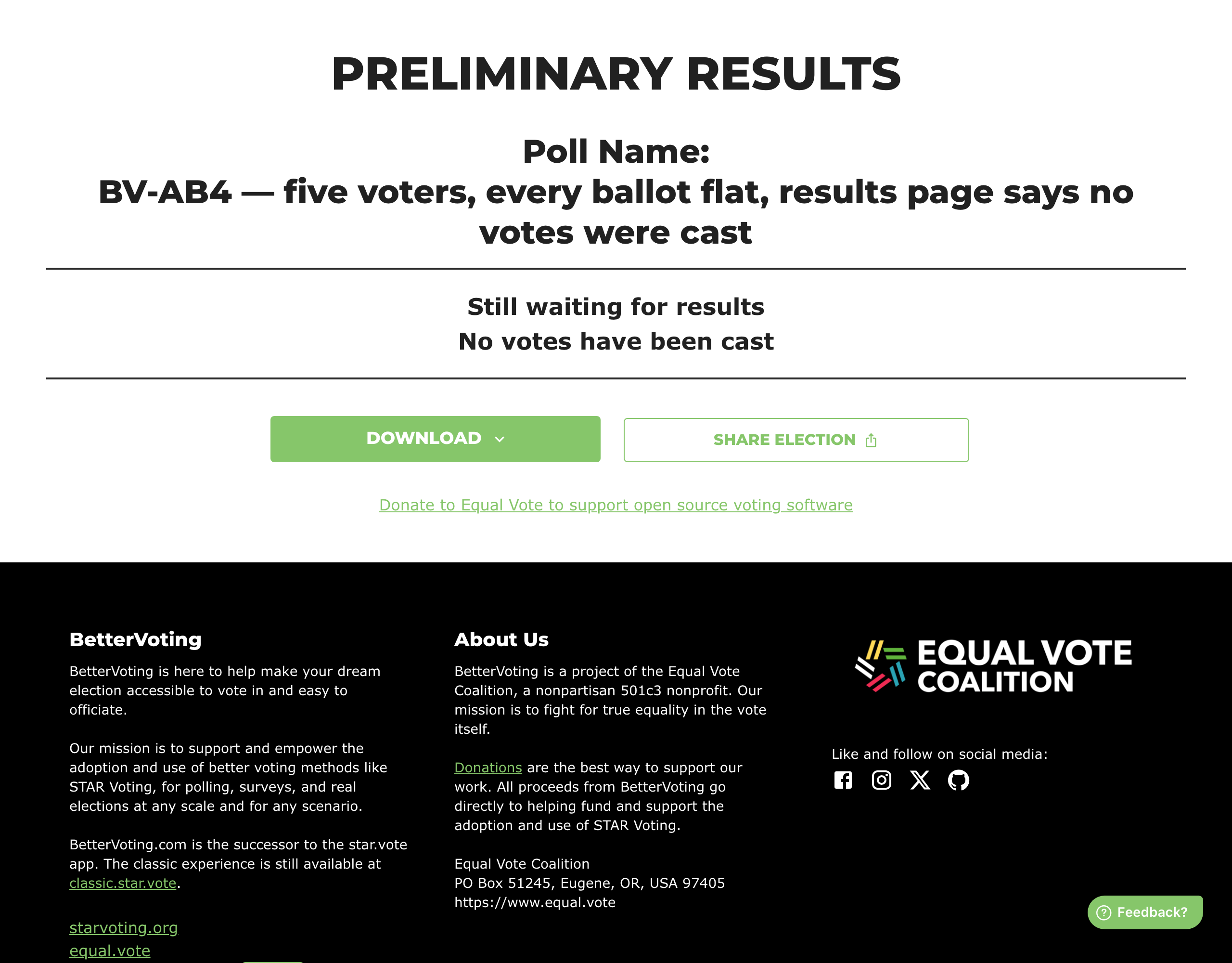 No votes have been cast