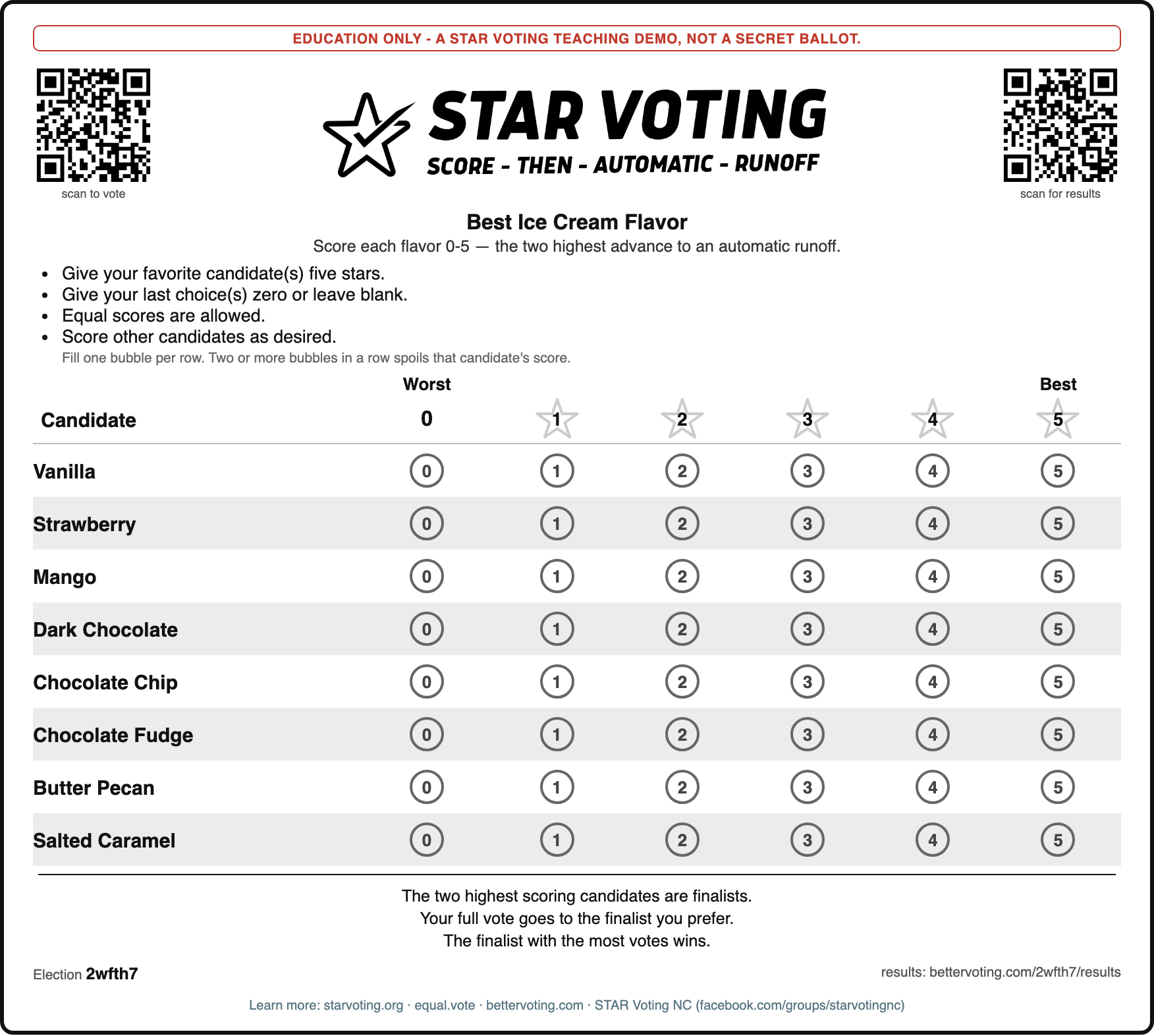 Example STAR paper ballot