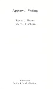 Cover of Approval Voting by Brams and Fishburn